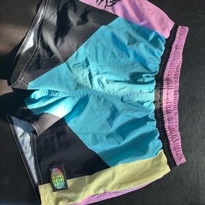 Black Shorts with Pink Waistband
